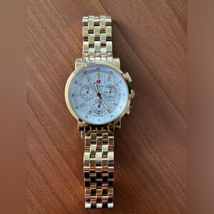 Gold 40 mm Michele 18 diamond watch